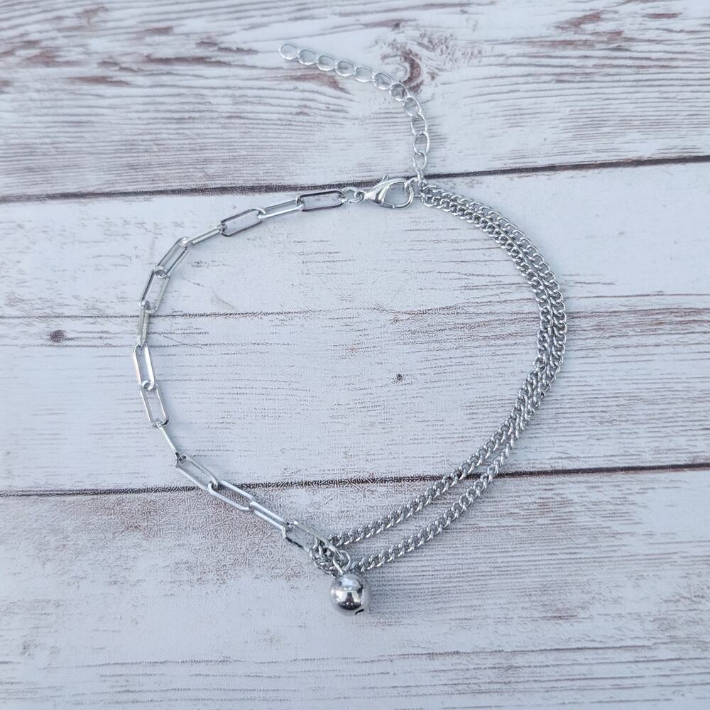 Anklet or Long Bracelet - 9.25"-11" Silver Tone